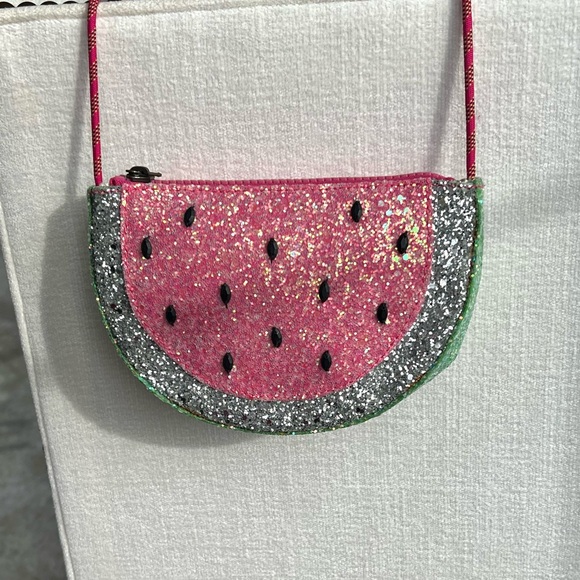 J.Crew Kids Glitter Watermelon Crossbody Bag Purse Pink Red Girls Novelty Summer - Picture 5 of 13